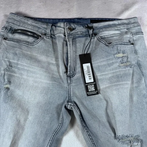 Rockstar Original Jeans Mens 42 Light Wash‎ Stacked Flare Distressed Skelman